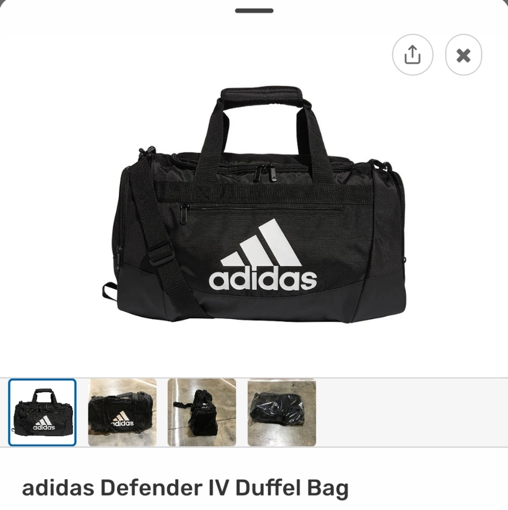 Brand New Adidas Black and White Duffel Bag